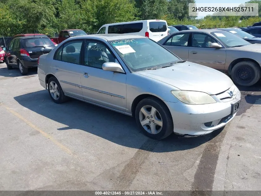 2004 Honda Civic Ex VIN: 2HGES268X4H525711 Lot: 40212845