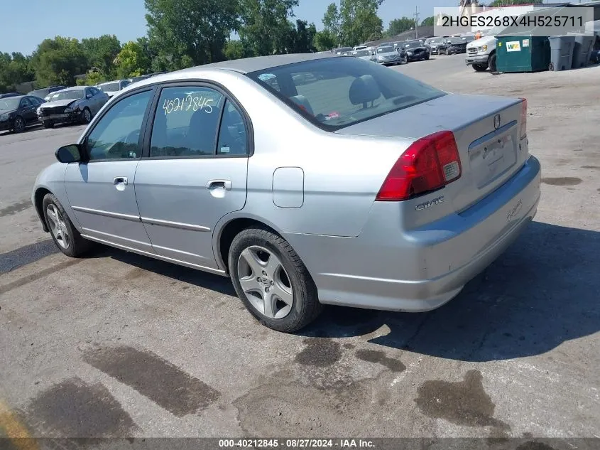 2004 Honda Civic Ex VIN: 2HGES268X4H525711 Lot: 40212845