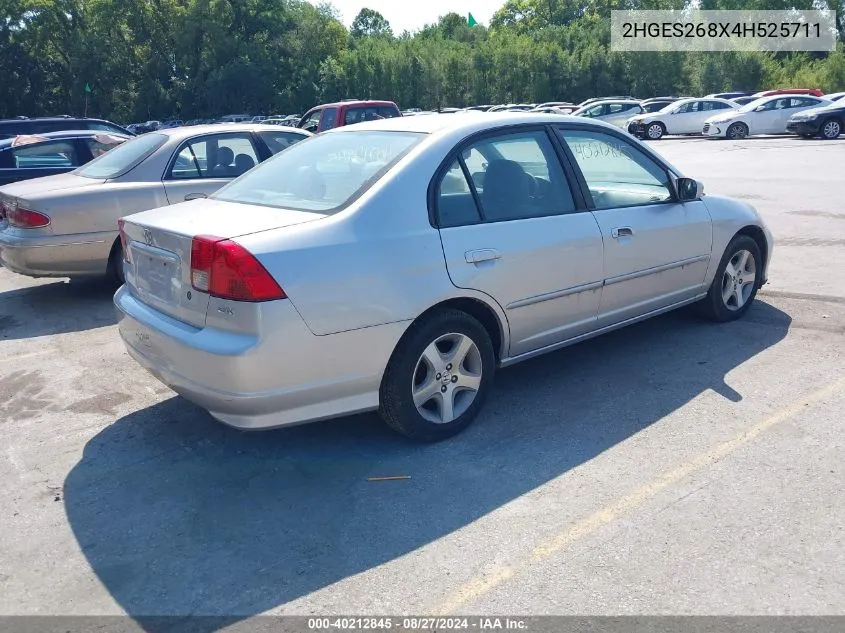 2004 Honda Civic Ex VIN: 2HGES268X4H525711 Lot: 40212845