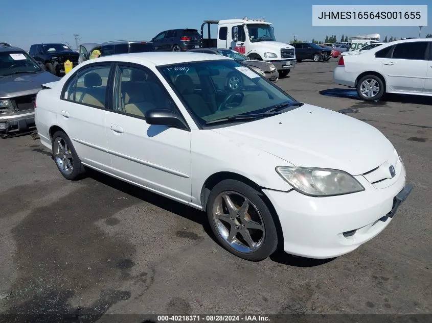 2004 Honda Civic Lx VIN: JHMES16564S001655 Lot: 40218371