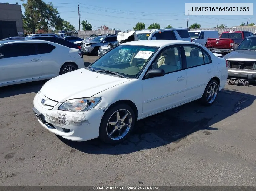 2004 Honda Civic Lx VIN: JHMES16564S001655 Lot: 40218371