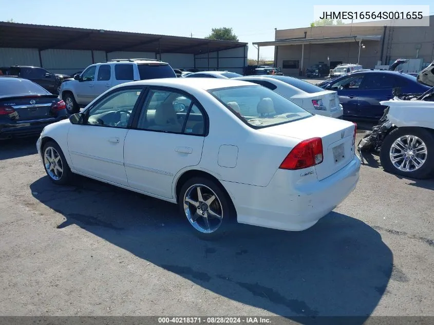 2004 Honda Civic Lx VIN: JHMES16564S001655 Lot: 40218371