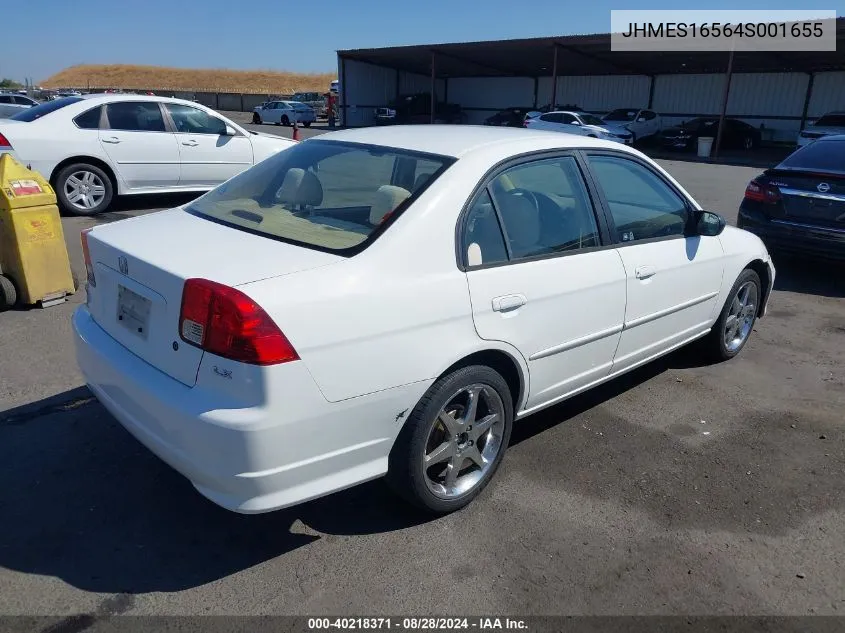 2004 Honda Civic Lx VIN: JHMES16564S001655 Lot: 40218371