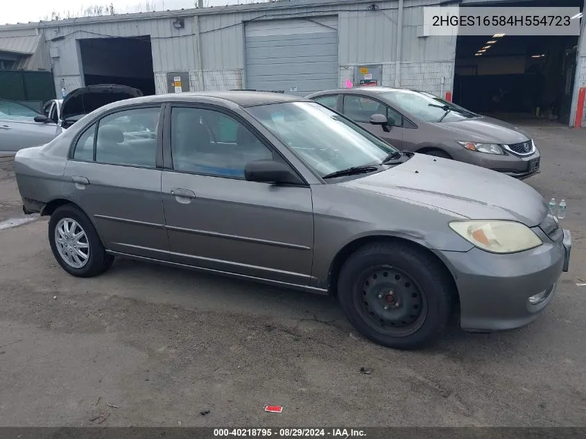 2004 Honda Civic Lx VIN: 2HGES16584H554723 Lot: 40218795