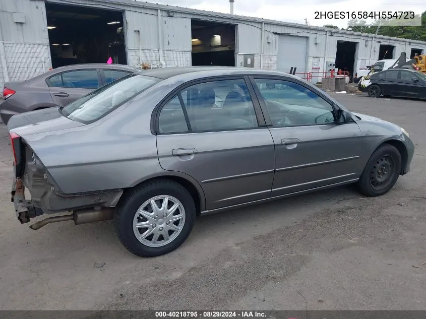 2004 Honda Civic Lx VIN: 2HGES16584H554723 Lot: 40218795