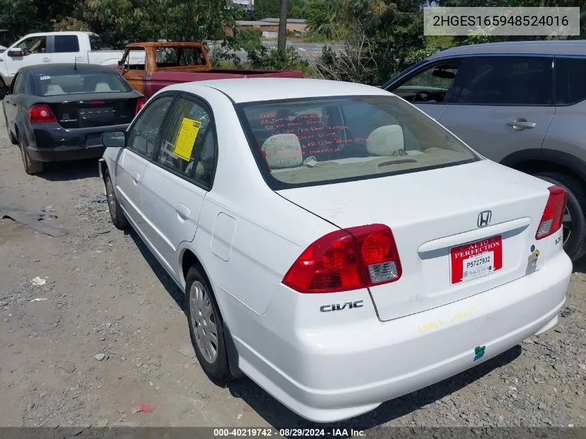 2HGES165948524016 2004 Honda Civic Lx