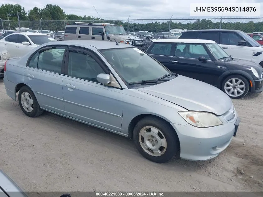 2004 Honda Civic Hybrid VIN: JHMES95694S014876 Lot: 40221589