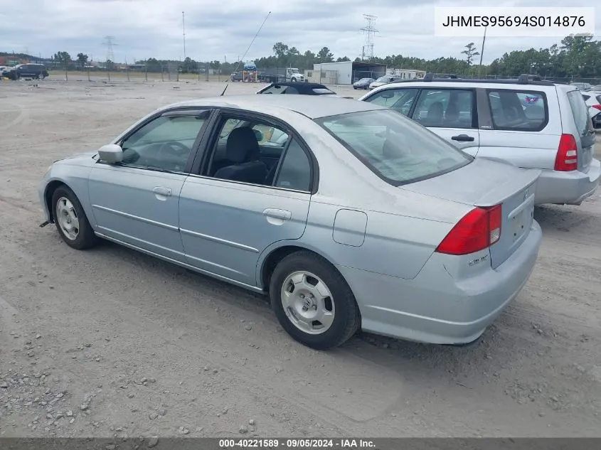 2004 Honda Civic Hybrid VIN: JHMES95694S014876 Lot: 40221589