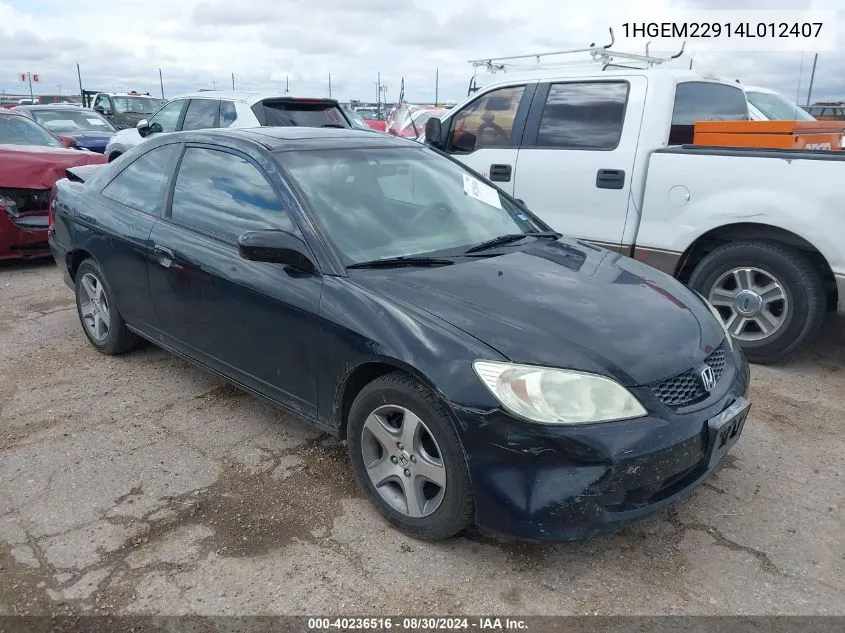 1HGEM22914L012407 2004 Honda Civic Ex