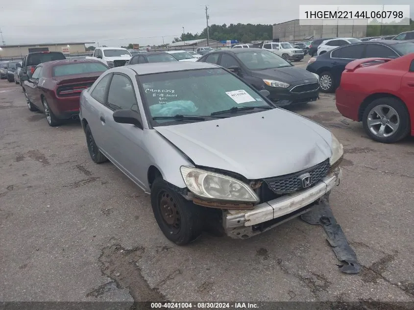 2004 Honda Civic Vp VIN: 1HGEM22144L060798 Lot: 40241004