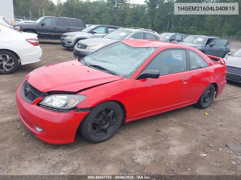 2004 Honda Civic Lx VIN: 1HGEM21604L040819 Lot: 40241102