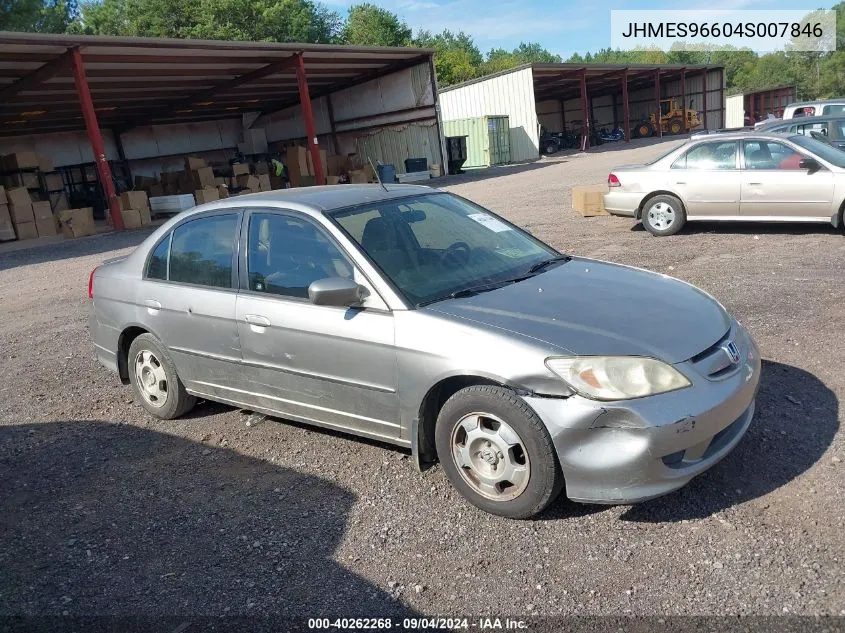 2004 Honda Civic Hybrid VIN: JHMES96604S007846 Lot: 40262268