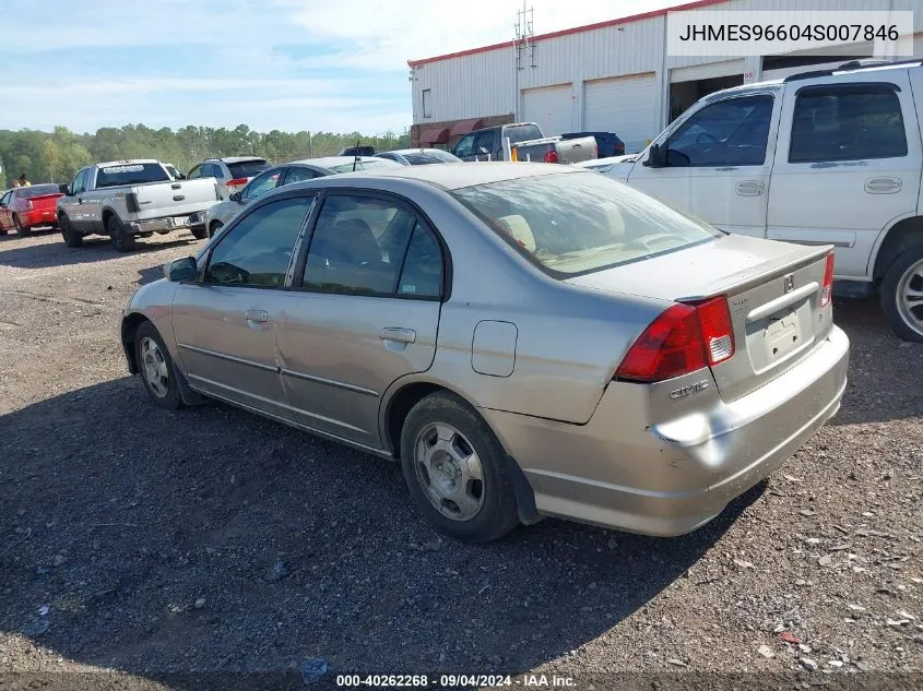 2004 Honda Civic Hybrid VIN: JHMES96604S007846 Lot: 40262268