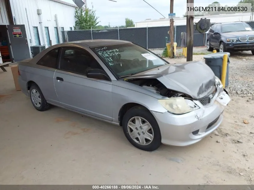 2004 Honda Civic Dx Vp VIN: 1HGEM21184L008530 Lot: 40266188