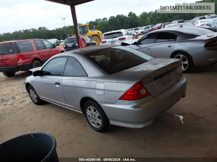 2004 Honda Civic Dx Vp VIN: 1HGEM21184L008530 Lot: 40266188