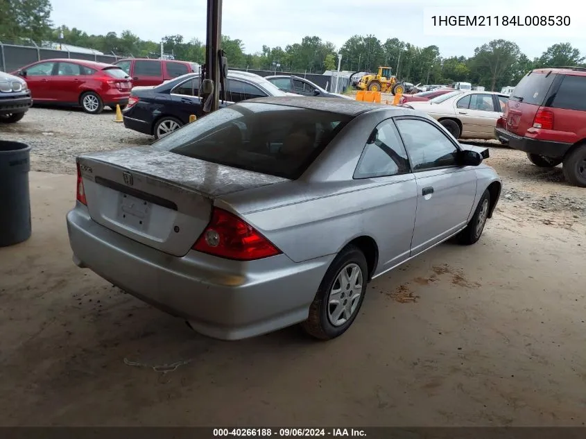 2004 Honda Civic Dx Vp VIN: 1HGEM21184L008530 Lot: 40266188