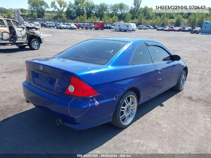 1HGEM22104L070647 2004 Honda Civic Vp