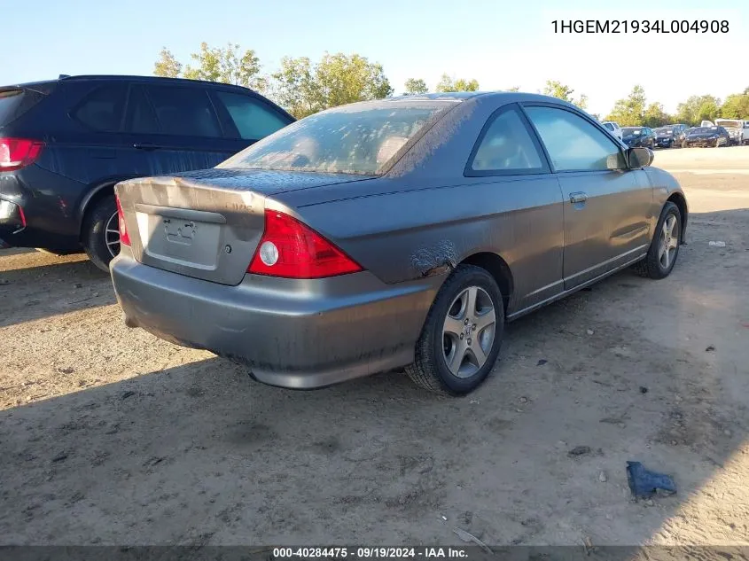 2004 Honda Civic Ex VIN: 1HGEM21934L004908 Lot: 40284475