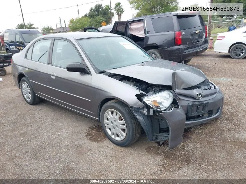 2004 Honda Civic Lx VIN: 2HGES16654H530873 Lot: 40287582