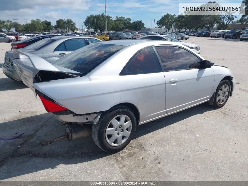 2004 Honda Civic Lx VIN: 1HGEM22564L071661 Lot: 40313594