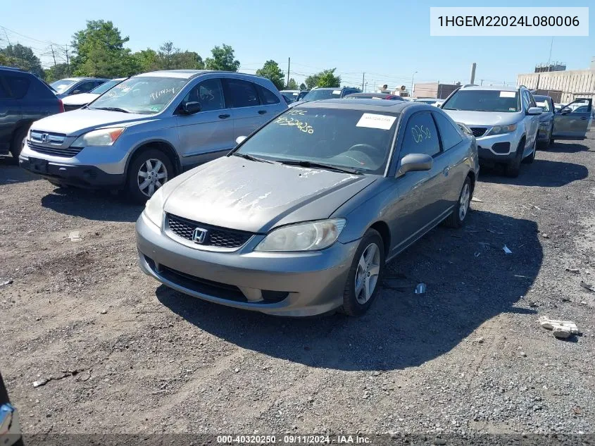 2004 Honda Civic Ex VIN: 1HGEM22024L080006 Lot: 40320250