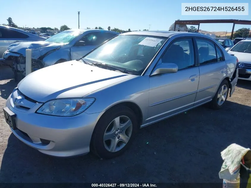 2HGES26724H526455 2004 Honda Civic Ex