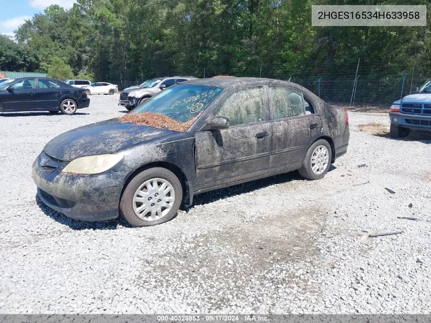 2004 Honda Civic Lx VIN: 2HGES16534H633958 Lot: 40328853