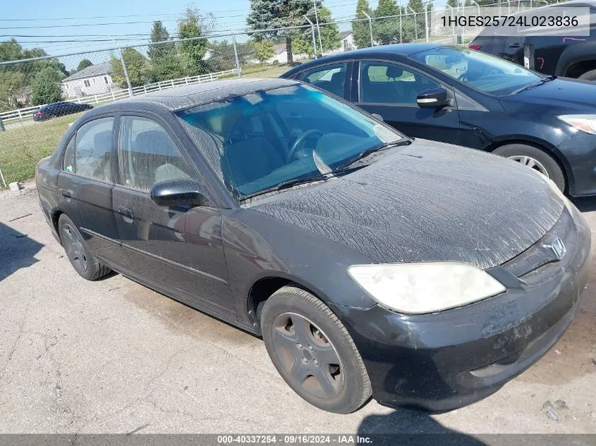 2004 Honda Civic Ex VIN: 1HGES25724L023836 Lot: 40337254