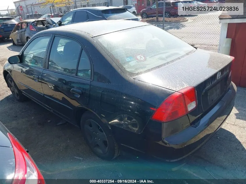 2004 Honda Civic Ex VIN: 1HGES25724L023836 Lot: 40337254