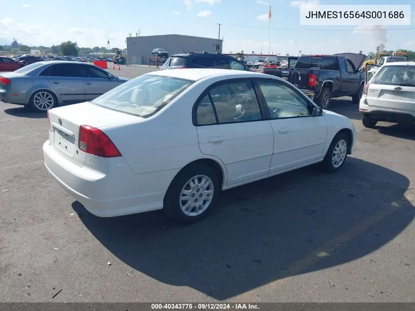 2004 Honda Civic Lx VIN: JHMES16564S001686 Lot: 40343775