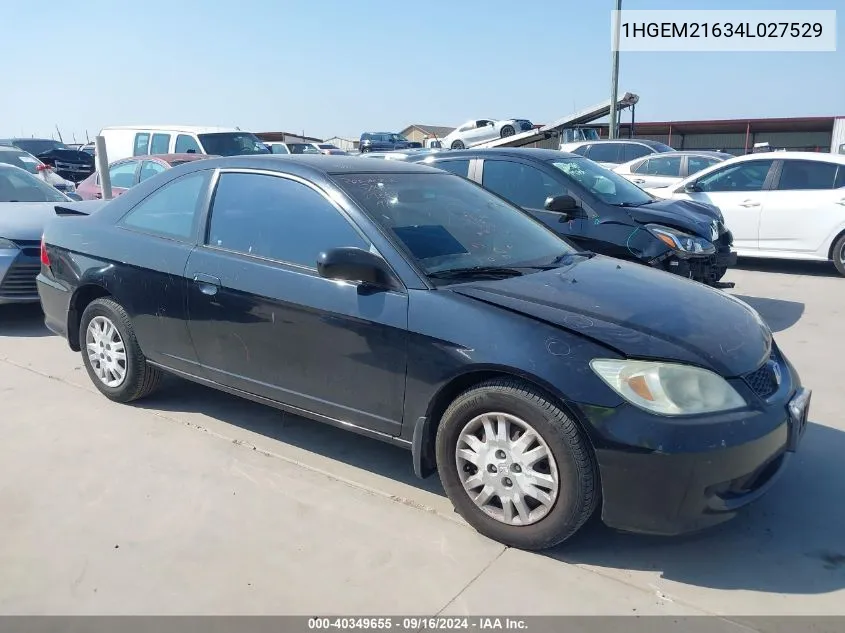 2004 Honda Civic Lx VIN: 1HGEM21634L027529 Lot: 40349655