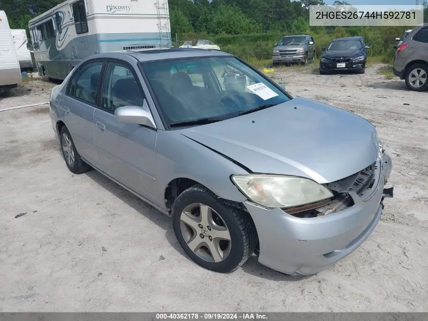 2HGES26744H592781 2004 Honda Civic Ex