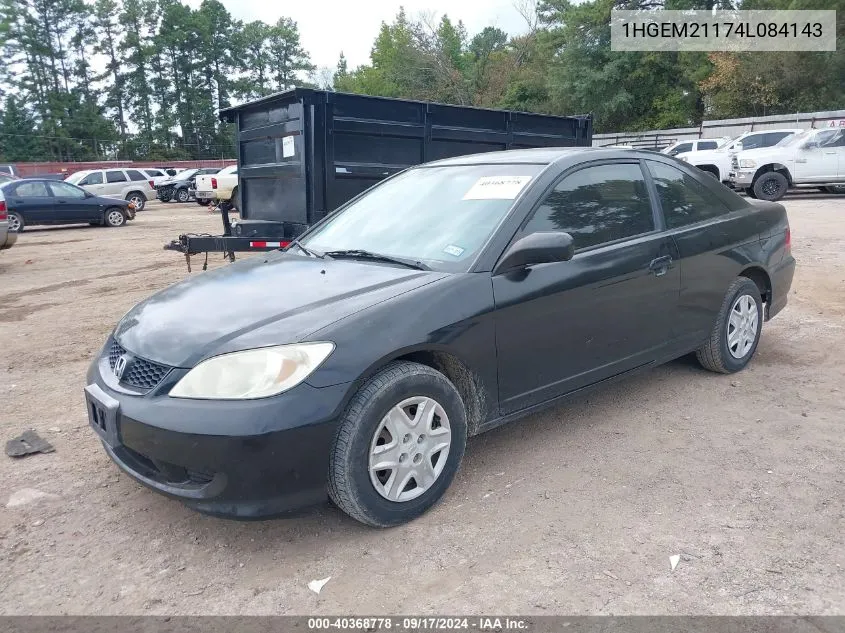 2004 Honda Civic Vp VIN: 1HGEM21174L084143 Lot: 40368778