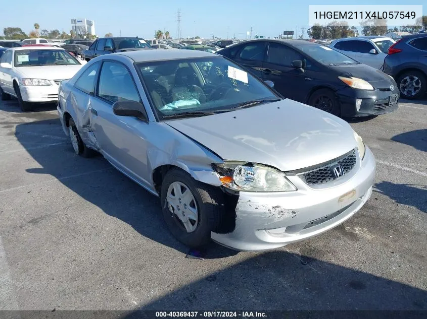 2004 Honda Civic Vp VIN: 1HGEM211X4L057549 Lot: 40369437