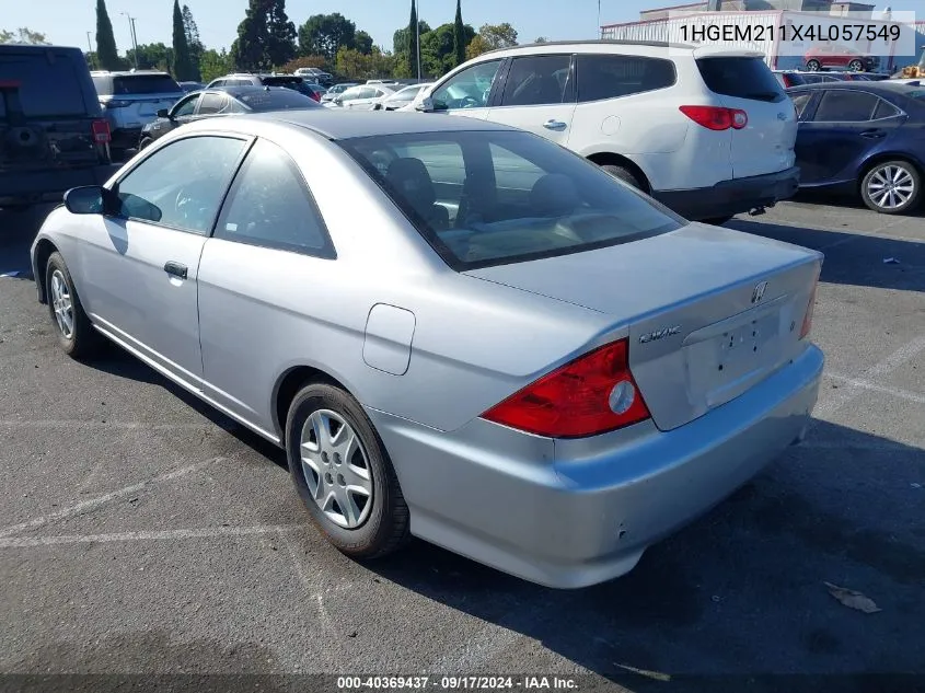 2004 Honda Civic Vp VIN: 1HGEM211X4L057549 Lot: 40369437