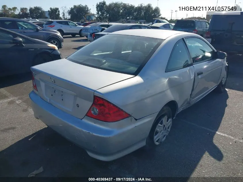 2004 Honda Civic Vp VIN: 1HGEM211X4L057549 Lot: 40369437