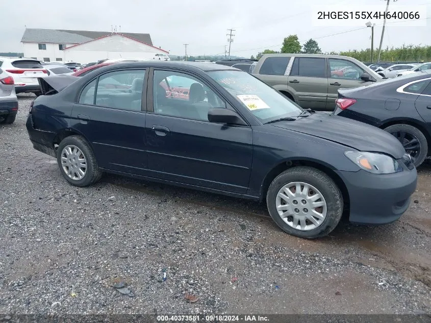 2004 Honda Civic Lx VIN: 2HGES155X4H640066 Lot: 40373581