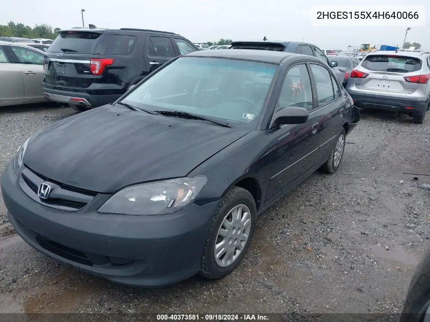 2004 Honda Civic Lx VIN: 2HGES155X4H640066 Lot: 40373581