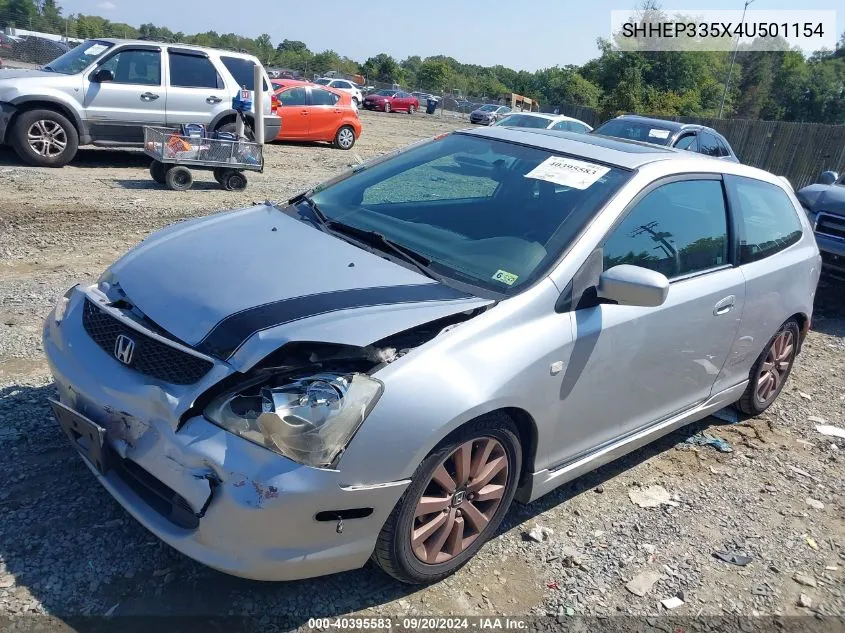 2004 Honda Civic Si VIN: SHHEP335X4U501154 Lot: 40395583