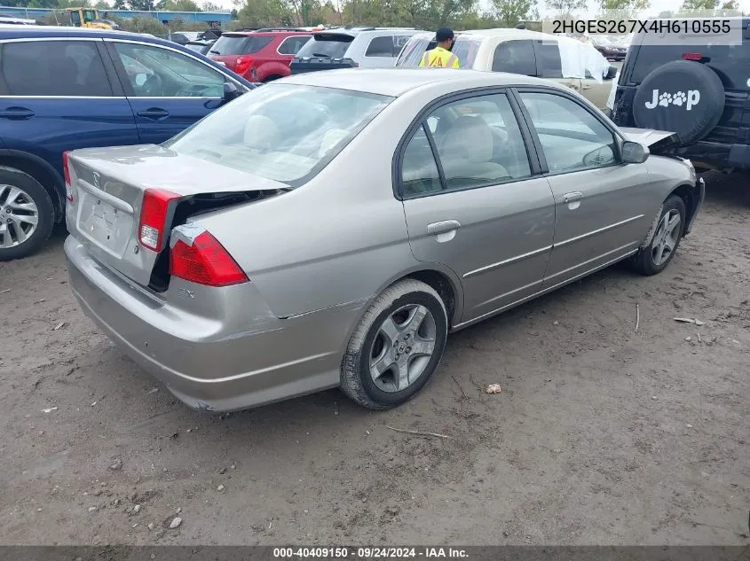 2004 Honda Civic Ex VIN: 2HGES267X4H610555 Lot: 40409150