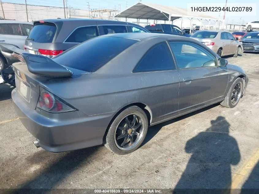 1HGEM22944L020789 2004 Honda Civic Ex