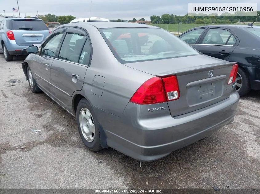 2004 Honda Civic Hybrid VIN: JHMES96684S016956 Lot: 40421663