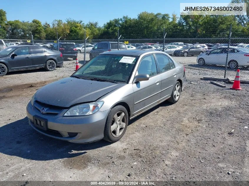 2004 Honda Civic Ex VIN: JHMES26734S002480 Lot: 40429559