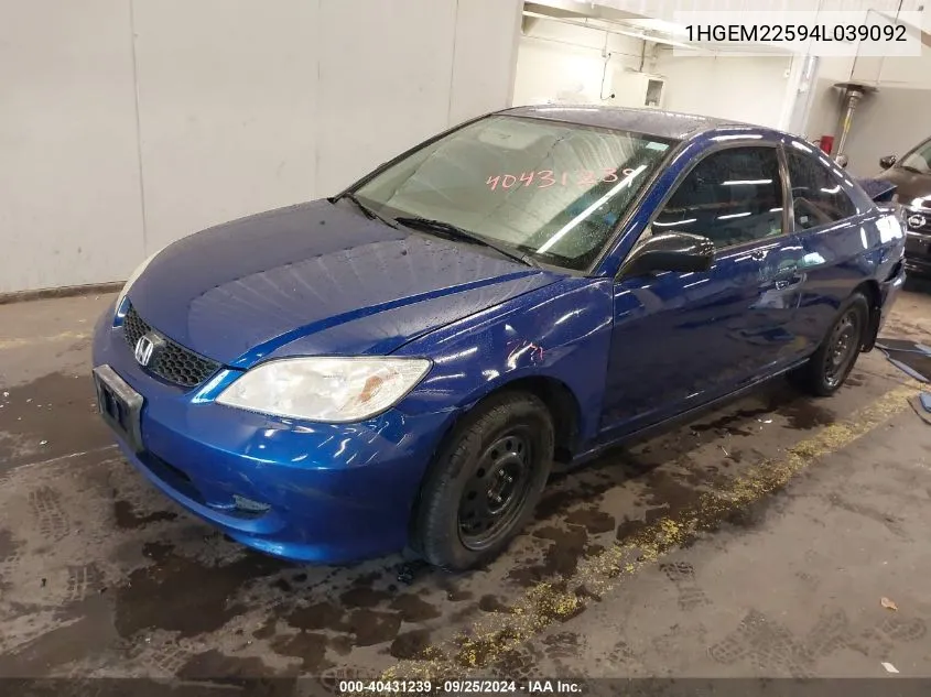 1HGEM22594L039092 2004 Honda Civic Lx