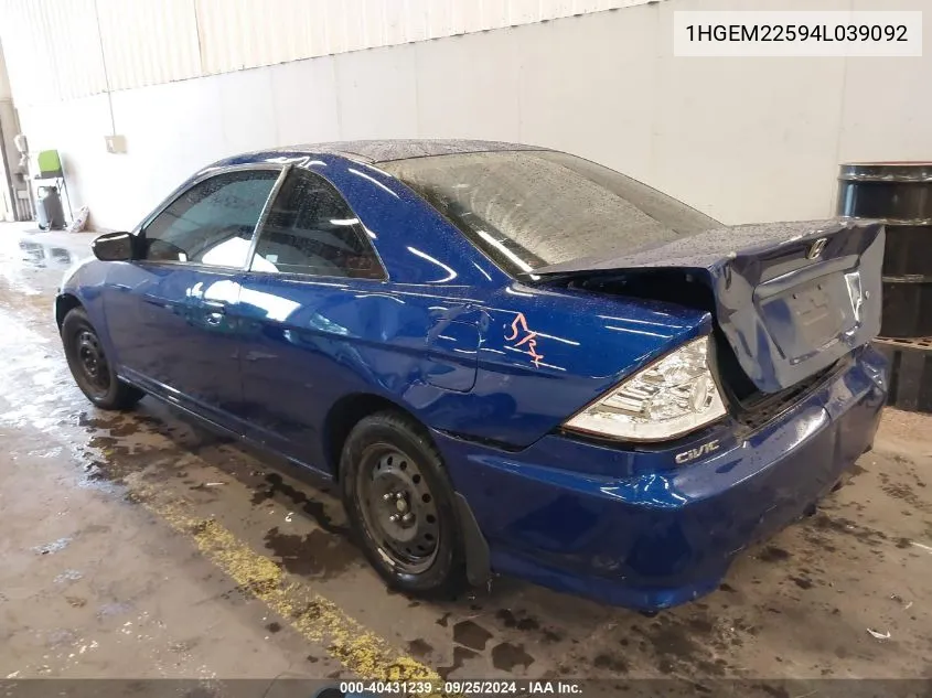 1HGEM22594L039092 2004 Honda Civic Lx