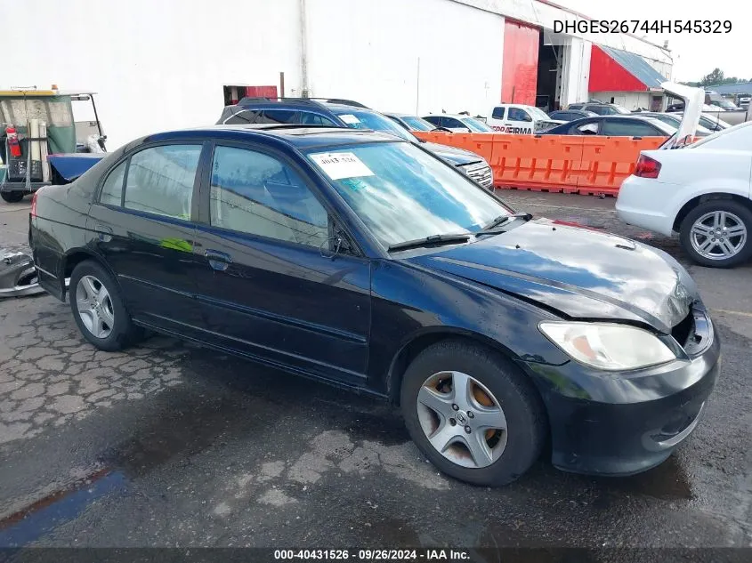 2004 Honda Civic VIN: DHGES26744H545329 Lot: 40431526