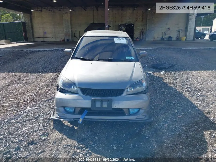 2HGES26794H599418 2004 Honda Civic Ex