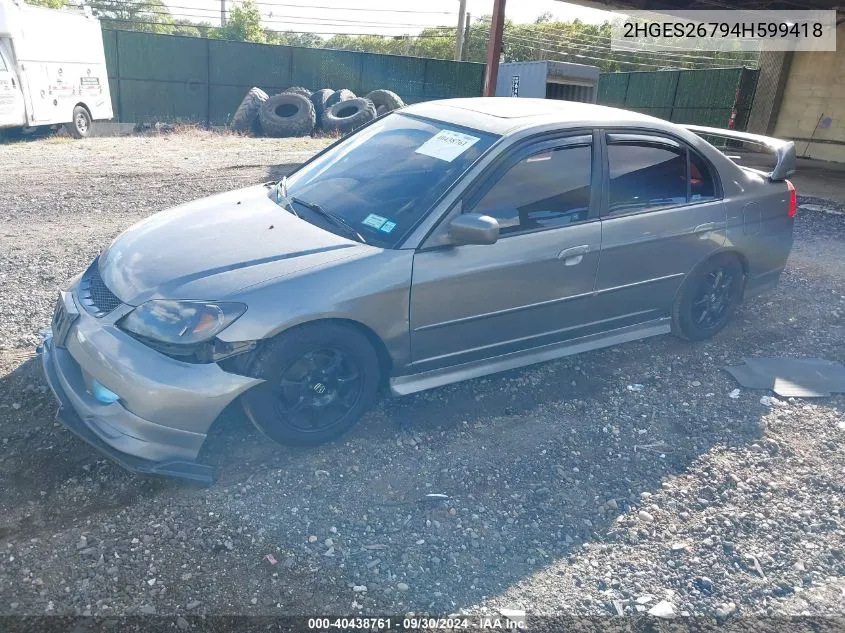 2HGES26794H599418 2004 Honda Civic Ex