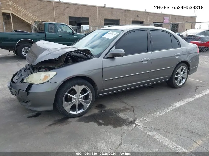 2HGES16524H533818 2004 Honda Civic Lx