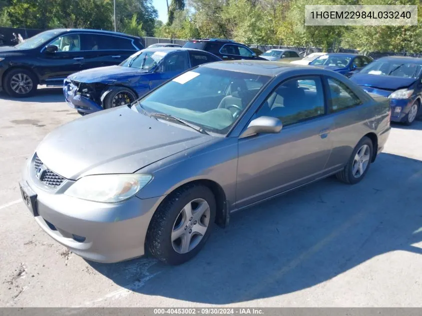 2004 Honda Civic Ex VIN: 1HGEM22984L033240 Lot: 40453002